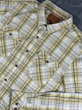 Basin + Range Long Sleeve Button Up Shirt Men's XXL Yellow Plaid Western